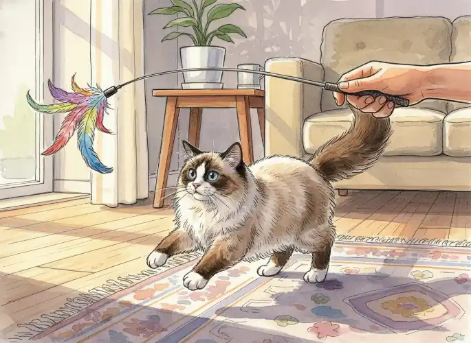 cat playing with owner